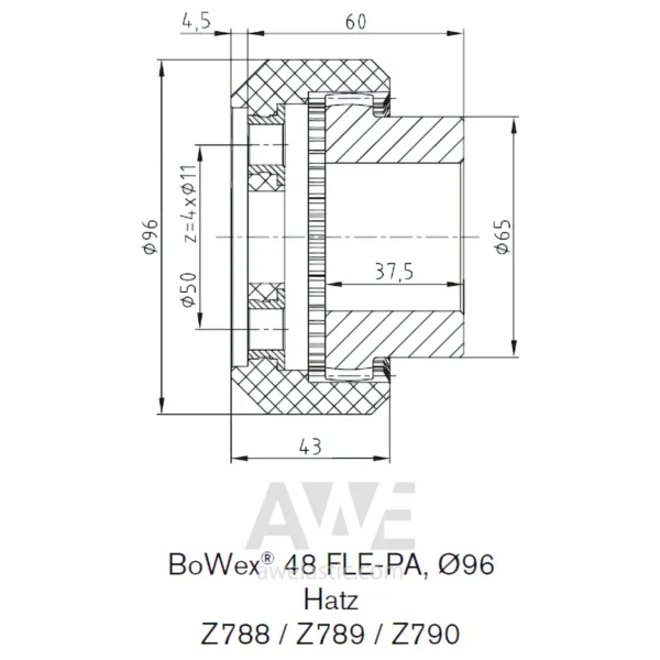 BoWex 48 FLE-PA flange Ø96