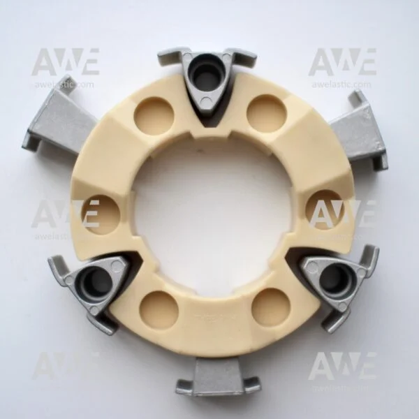 Centaflex H Size 030 _ CF-H-030 Elastic element Torsionally stiff coupling with heavy duty performance. For resonance-free operation of diesel-hydraulic drives. Based on a flexible element of heavy-duty elastomer with built-in aluminum or steel bushes. Especially powerful and compactly dimensioned design with high torsional stiffness. Dampens torsional vibrations and shocks and compensates high axial as well as moderate radial and angular misalignments. At the same time very durable and economical. Oil-resistant and suitable for extremely high temperatures. Used in excavators: CATERPILLAR – CAT KOMATSU HITACHI HYUNDAI KOBELCO DOOSAN VOLVO CASE JCB YANMAR etc. Often found with DEUTZ and PERKINS engines