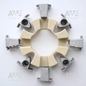Centaflex H Size 050 _ CF-H-050 Elastic element Torsionally stiff coupling with heavy duty performance. For resonance-free operation of diesel-hydraulic drives. Based on a flexible element of heavy-duty elastomer with built-in aluminum or steel bushes. Especially powerful and compactly dimensioned design with high torsional stiffness. Dampens torsional vibrations and shocks and compensates high axial as well as moderate radial and angular misalignments. At the same time very durable and economical. Oil-resistant and suitable for extremely high temperatures. Used in excavators: CATERPILLAR – CAT KOMATSU HITACHI HYUNDAI KOBELCO DOOSAN VOLVO CASE JCB YANMAR etc. Often found with DEUTZ and PERKINS engines