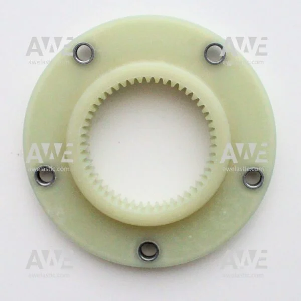 BoWex-48-FLE-PA-flange-Ø150-DO130-Z5-outer-centering-Ø106F8X3-2 Original – genuine KTR BoWex FLE-PA coupling flange/element BoWex FLE-PA couplings are torsionally rigid. Coupling flange is curved-tooth. Consisting of the material combination nylon/steel for diesel engine drives in combination with hydraulic pumps. The FLE-PA adapter flange consists of fibre-glass reinforced polyamide having a high mechanical strength and thermal stability. Steel hub of the coupling have an external curved toothing . BoWex FLE-PA couplings allow for an extremely short installation. It is easy to assemble with no need for additional alignment tools.