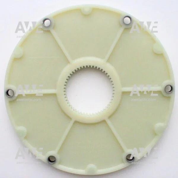 BoWex-48-FLE-PA-flange-Ø26345-DOØ24447-Z6XØ105-2 Original – genuine KTR BoWex FLE-PA coupling flange/element BoWex FLE-PA couplings are torsionally rigid. Coupling flange is curved-tooth. Consisting of the material combination nylon/steel for diesel engine drives in combination with hydraulic pumps. The FLE-PA adapter flange consists of fibre-glass reinforced polyamide having a high mechanical strength and thermal stability. Steel hub of the coupling have an external curved toothing . BoWex FLE-PA couplings allow for an extremely short installation. It is easy to assemble with no need for additional alignment tools.