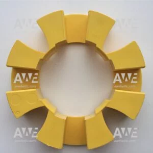 Centaflex H Size 050 _ CF-H-050 Elastic element Torsionally stiff coupling with heavy duty performance. For resonance-free operation of diesel-hydraulic drives. Based on a flexible element of heavy-duty elastomer with built-in aluminum or steel bushes. Especially powerful and compactly dimensioned design with high torsional stiffness. Dampens torsional vibrations and shocks and compensates high axial as well as moderate radial and angular misalignments. At the same time very durable and economical. Oil-resistant and suitable for extremely high temperatures. Used in excavators: CATERPILLAR – CAT KOMATSU HITACHI HYUNDAI KOBELCO DOOSAN VOLVO CASE JCB YANMAR etc. Often found with DEUTZ and PERKINS engines